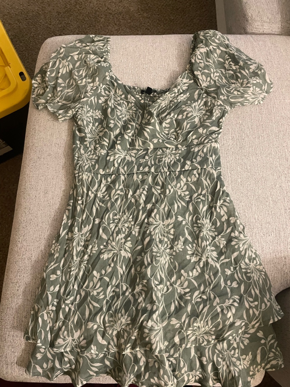 Green Floral Fit-and-Flare Dress